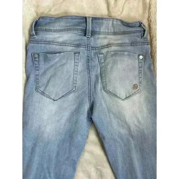 Juniors Indigo rein Size 0 Light Distressed Skinny Ankle Jeans Stretch Fit High - Picture 6 of 7